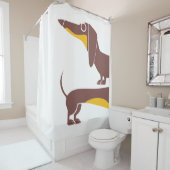 Grappig schattig teckel voor lange hond ouder douchegordijn (In situ)