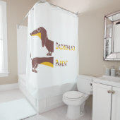 Grappig schattig teckel voor lange hond ouder douchegordijn (In situ)