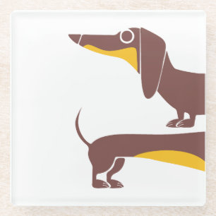 Grappig schattig teckel voor lange hond ouder glazen onderzetter