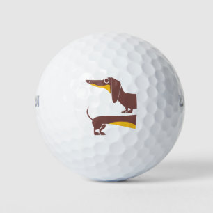 Grappig schattig teckel voor lange hond ouder golfballen