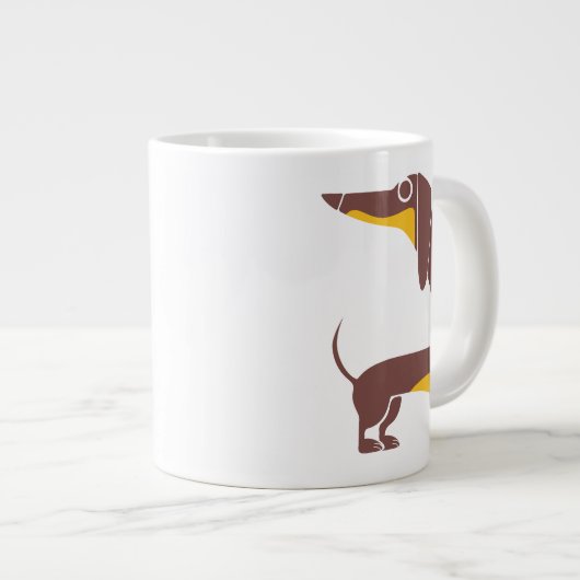 Grappig schattig teckel voor lange hond ouder grote koffiekop (Voorkant rechts)