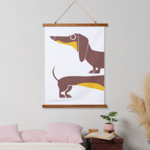 Grappig schattig teckel voor lange hond ouder hangend wandkleed