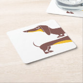 Grappig schattig teckel voor lange hond ouder kartonnen onderzetters (Schuin)