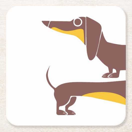 Grappig schattig teckel voor lange hond ouder kartonnen onderzetters (Voorkant)