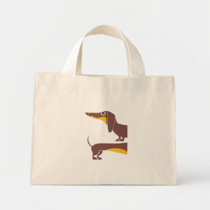 Grappig schattig teckel voor lange hond ouder mini tote bag