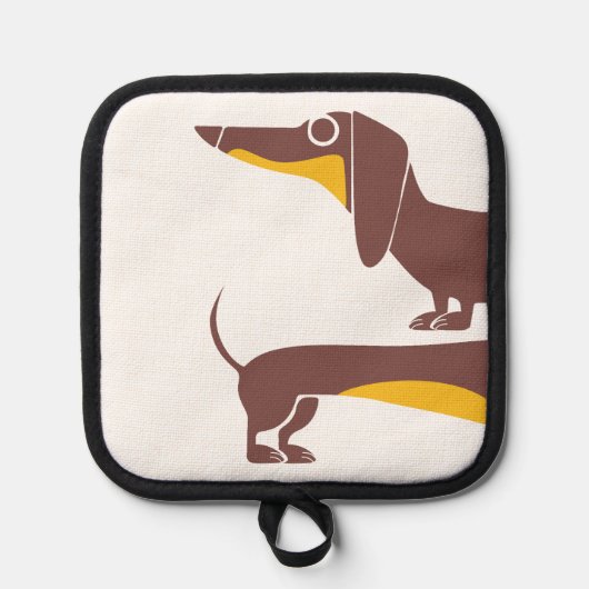Grappig schattig teckel voor lange hond ouder pannenlap (Voorkant)