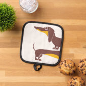 Grappig schattig teckel voor lange hond ouder pannenlap (Top down)