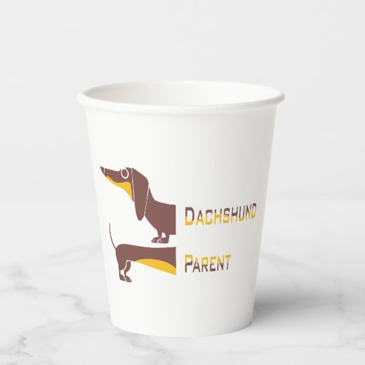 Grappig schattig teckel voor lange hond ouder papieren bekers (Voorkant)