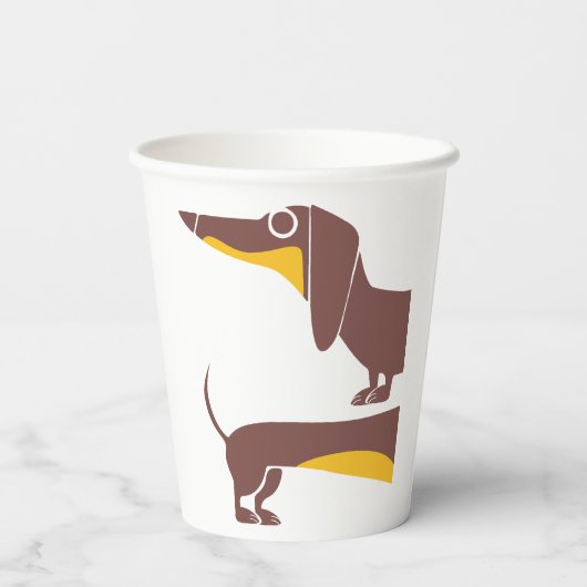 Grappig schattig teckel voor lange hond ouder papieren bekers (Achterkant)