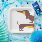 Grappig schattig teckel voor lange hond ouder papieren bordje (Feest)