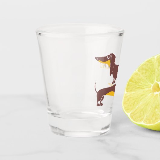 Grappig schattig teckel voor lange hond ouder shot glas (Links)