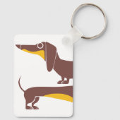 Grappig schattig teckel voor lange hond ouder sleutelhanger (Achterkant)