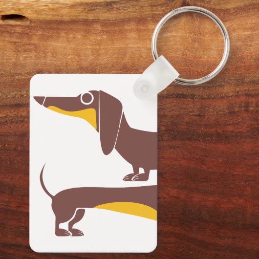 Grappig schattig teckel voor lange hond ouder sleutelhanger (Achterkant)