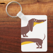 Grappig schattig teckel voor lange hond ouder sleutelhanger (Voorkant)