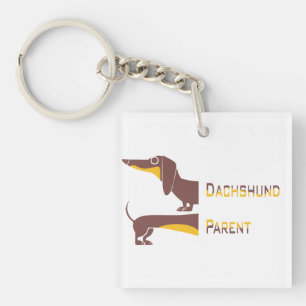 Grappig schattig teckel voor lange hond ouder sleutelhanger