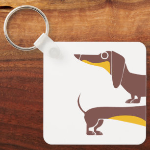 Grappig schattig teckel voor lange hond ouder sleutelhanger