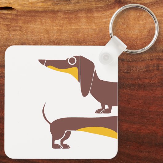 Grappig schattig teckel voor lange hond ouder sleutelhanger (Achterkant)