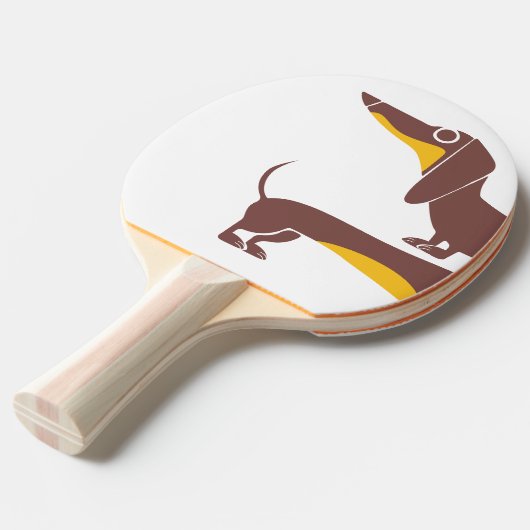 Grappig schattig teckel voor lange hond ouder tafeltennisbatje (Voorkant Gekanteld)