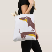 Grappig schattig teckel voor lange hond ouder tote bag (Dichtbij)