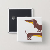 Grappig schattig teckel voor lange hond ouder vierkante button 5,1 cm (Voorkant /achterkant)