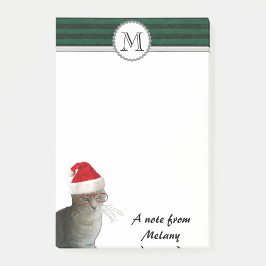 Grappig schattig Vakantie kerstkat monogram Post-it® Notes (Voorkant)