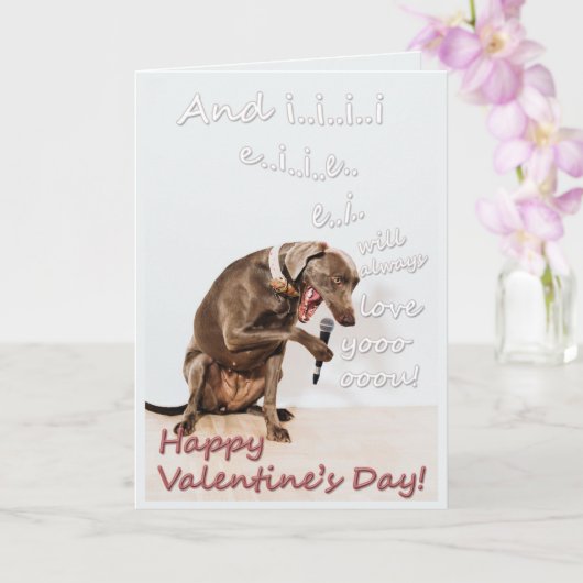 Grappig, schattig, Valentijnsdag, zingende hond, l Kaart (Orchidee)