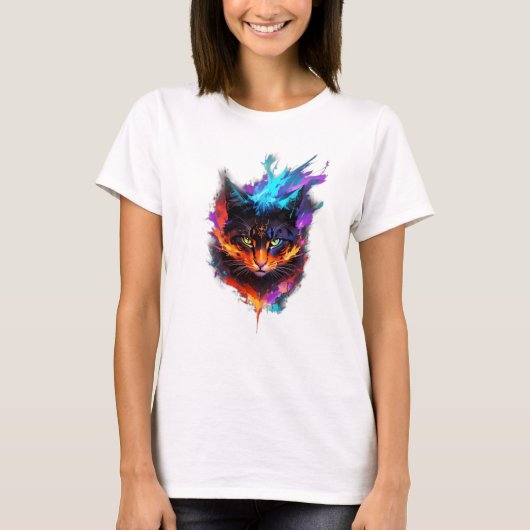 Grappig schattig vuur kat droom magie t-shirt (Voorkant)