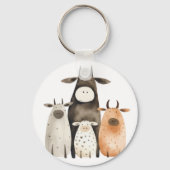 Grappig schattig waterverf koeien familie humor bo sleutelhanger (Achterkant)