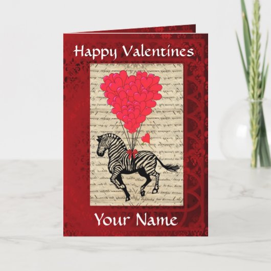 Grappig schattig zebra Valentijnsdag Feestdagen Kaart (Voorkant)