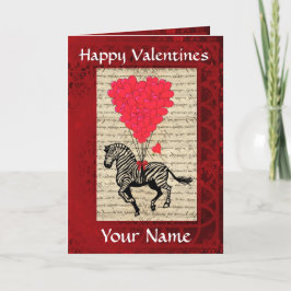 Grappig schattig zebra Valentijnsdag Feestdagen Kaart