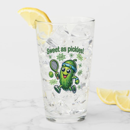 Grappig Schattig Zoet als Augurken Pickleball Glas (Voorkant ijs)