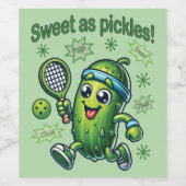 Grappig Schattig Zoet als Augurken Pickleball Wijn Etiket (Enkel label)
