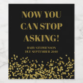 Grappig Schattig Zwart en Goud Zwangerschap Aankon Wijn Etiket (Enkel label)