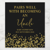 Grappig Schattig Zwart en Goud Zwangerschap Famili Wijn Etiket (Enkel label)