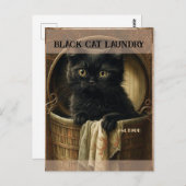 Grappig schattig zwart kattenwasgoed briefkaart (Voorkant / Achterkant)