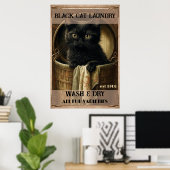 Grappig schattig zwart kattenwasgoed poster (Thuiskantoor)