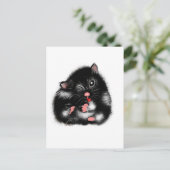 Grappig schattig zwart wit syrian hamster geschenk briefkaart (Staand voorkant)