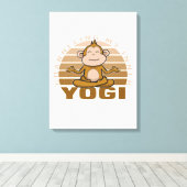 Grappig schattige aap die yoga doet. canvas afdruk (Insitu (Houten vloer))