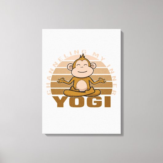 Grappig schattige aap die yoga doet. canvas afdruk (Voorkant)