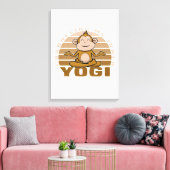 Grappig schattige aap die yoga doet. canvas afdruk (Insitu (Woonkamer))