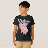Grappig Schattige als varkens vliegen geloven idio T-shirt (Voorkant volledig)