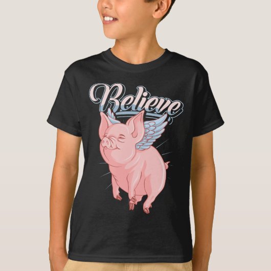 Grappig Schattige als varkens vliegen geloven idio T-shirt (Voorkant)
