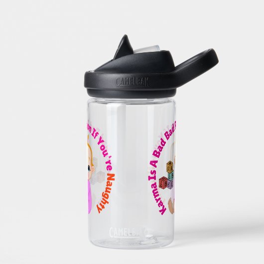 Grappig, Schattige Baby blokjes Karma is een slech Waterfles (Links)