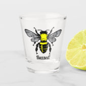 Grappig Schattige Bijen Insect Buzzed Quote Pun Shot Glas (Voorkant)