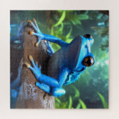 Grappig Schattige Blauw Dart Frog Jigsaw Puzzel (Horizontaal)