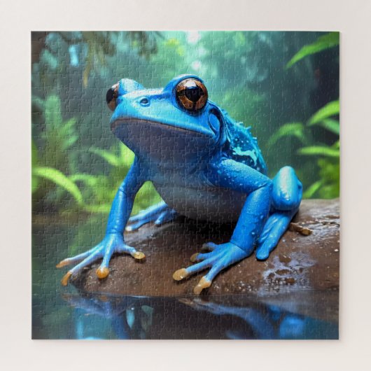 Grappig Schattige Blauw Dart Frog Jigsaw Puzzel (Verticaal)