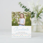 Grappig Schattige Blauw Polka Dots Afstudeerder Fo Briefkaart (Staand voorkant)