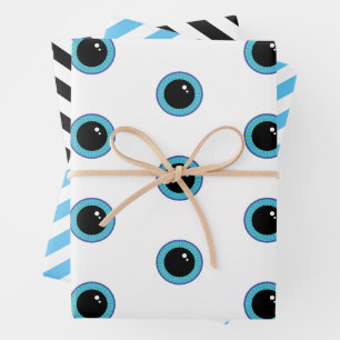 Grappig Schattige Blue Eyes and Stripes Inpakpapier Vel