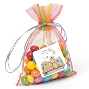 Grappig Schattige Bos Dieren Baby shower Vierkante Sticker