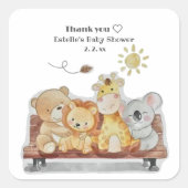 Grappig Schattige Bos Dieren Baby shower Vierkante Sticker (Voorkant)